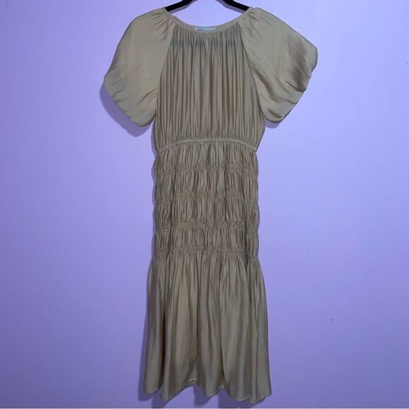 Modern Citizen Smocked Midi Dress Sage Women Size S Minimalist Cottage Prairie - Picture 2 of 11